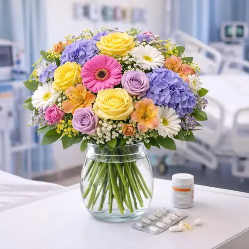 Pikaista paranemista -kimppu – piristäviä kukkia