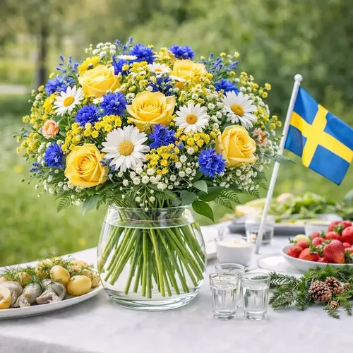 Juhannuskimppu suomalaisilla kesäkukilla