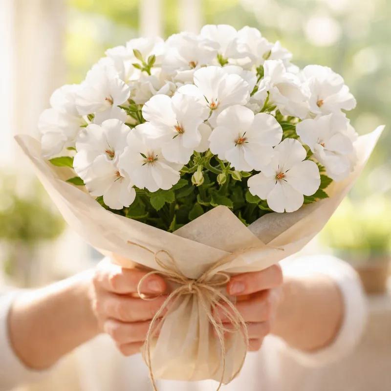 Pelargoni – valkoinen – kuva 3